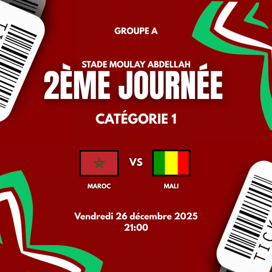 Billet CAN – Catégorie 1 | Maroc 🇲🇦 vs Mali 🇲🇱
